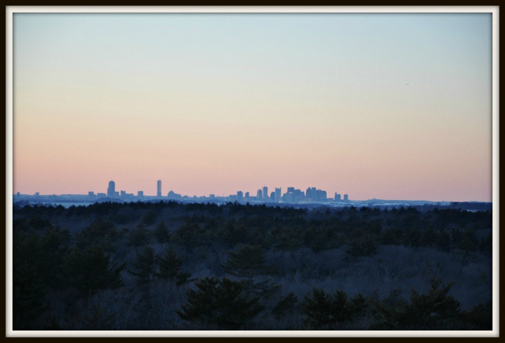 boston city sunset winter